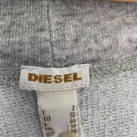 DIESEL Open Front Grey Cardigan 100% Cotton Womens Size Medium Raw Hem Details - Picture 5 of 8